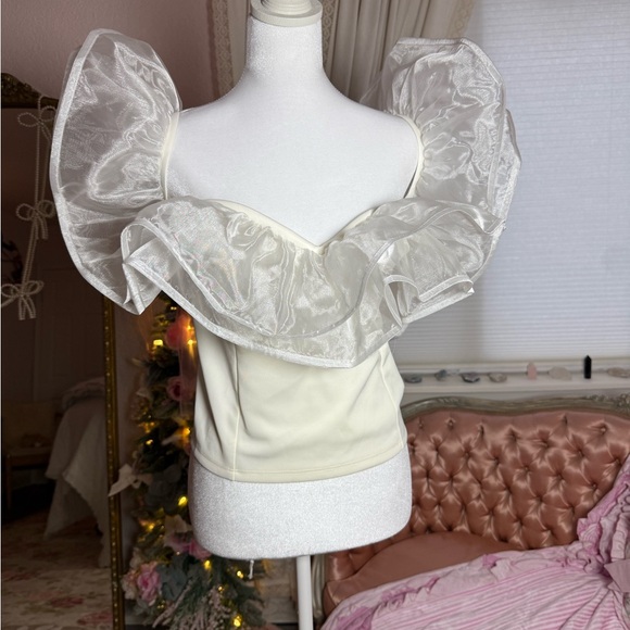 ASOS Curve White Ruffle Blouse - Picture 1 of 2